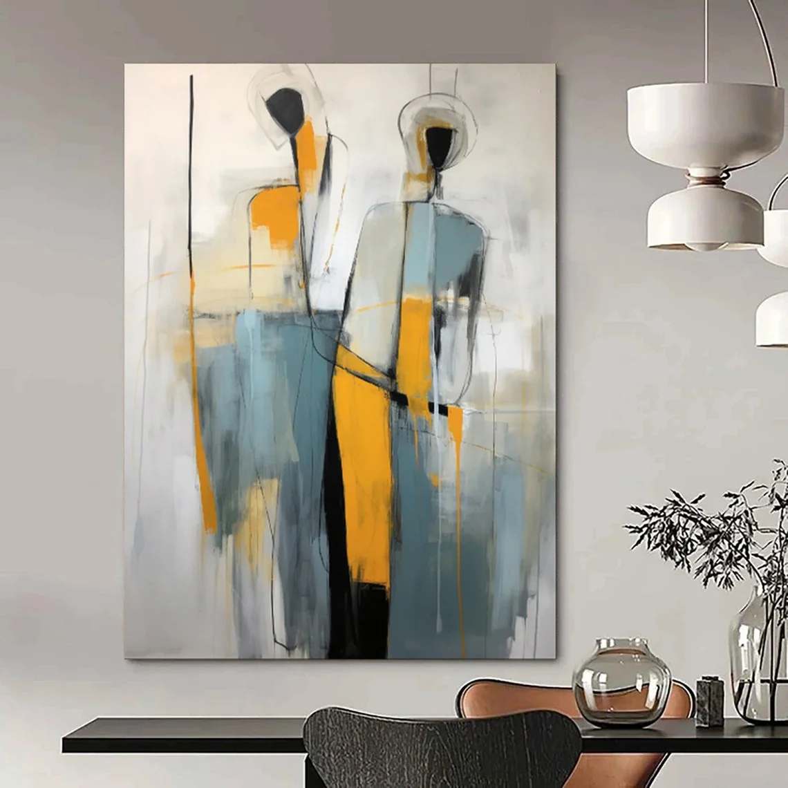 Bold Hand-painted Handmade Sellers Contemporary Workplace Abstract 4CJMC